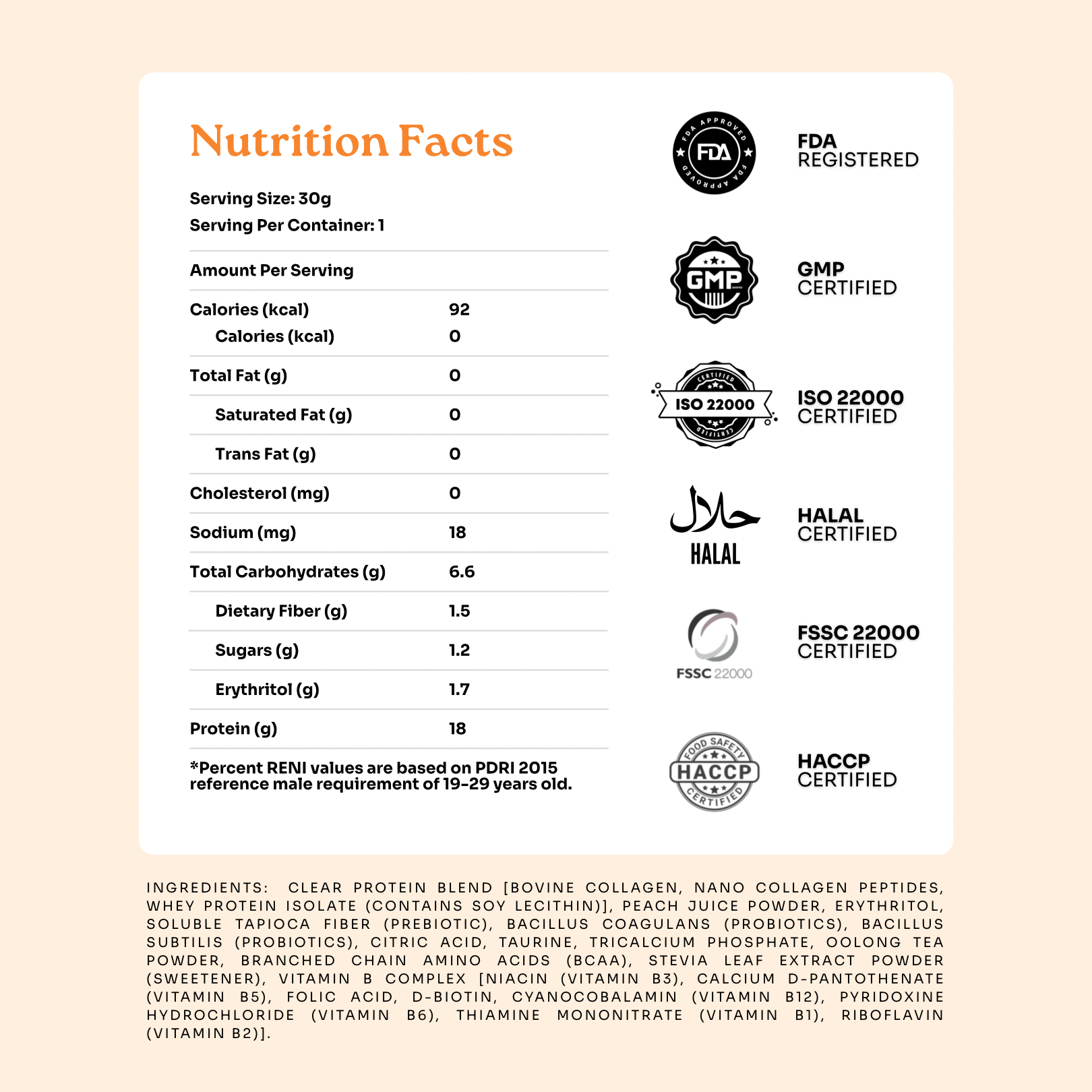 Clear Protein + Collagen (Peach Iced Tea)